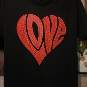 Valentine Unisex Gildan Black Tee with Bold Red Love Design